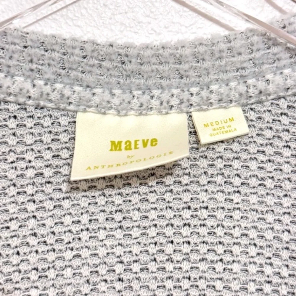 Maeve by Anthropologie Light Gray Waffle Oversized Cardigan Sweater